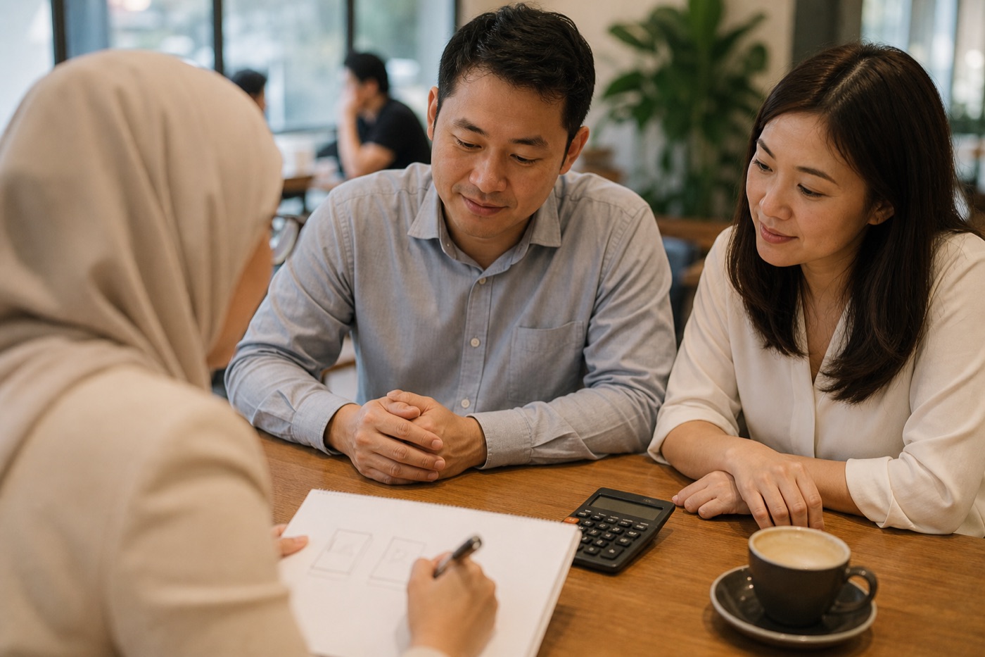 A property advisor working through the numbers with a PR couple